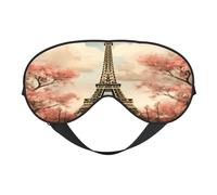 Polyester & Spandex Sleep Mask for Women Men Adjustable Silk-Like Eye Mask with Double-Sided Printing Retro Eiffel Tower Paris Flower Breathable Blackout Blindfold for Sleeping Travel Night Shifts