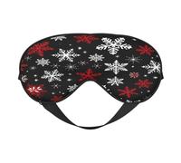 Polyester & Spandex Sleep Mask for Women Men Adjustable Silk-Like Eye Mask with Double-Sided Printing Winter Snowflake Pattern Xmas Breathable Blackout Blindfold for Sleeping Travel Night Shifts