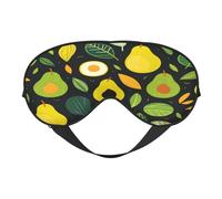 Polyester & Spandex Sleep Mask for Women Men Adjustable Silk-Like Eye Mask with Double-Sided Printing Avocado Green Leaves Breathable Blackout Blindfold for Sleeping Travel Night Shifts