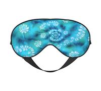 Polyester & Spandex Sleep Mask for Women Men Adjustable Silk-Like Eye Mask with Double-Sided Printing Tie Dye Teal Blue Breathable Blackout Blindfold for Sleeping Travel Night Shifts