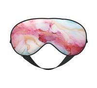 Polyester & Spandex Sleep Mask for Women Men Adjustable Silk-Like Eye Mask with Double-Sided Printing Pink Blue Liquid Texture Breathable Blackout Blindfold for Sleeping Travel Night Shifts