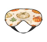 Polyester & Spandex Sleep Mask for Women Men Adjustable Silk-Like Eye Mask with Double-Sided Printing Watercolor Pumpkin Maple Leaves Breathable Blackout Blindfold for Sleeping Travel Night Shifts