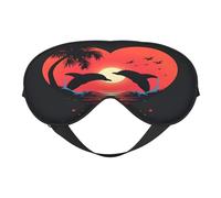 Polyester & Spandex Sleep Mask for Women Men Adjustable Silk-Like Eye Mask with Double-Sided Printing Dolphin Sketch Breathable Blackout Blindfold for Sleeping Travel Night Shifts