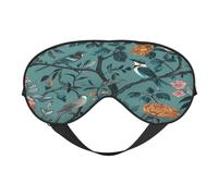 Polyester & Spandex Sleep Mask for Women Men Adjustable Silk-Like Eye Mask with Double-Sided Printing Vintage Little Bird Floral Breathable Blackout Blindfold for Sleeping Travel Night Shifts