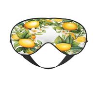 Polyester & Spandex Sleep Mask for Women Men Adjustable Silk-Like Eye Mask with Double-Sided Printing Lemon Leaves Floral Breathable Blackout Blindfold for Sleeping Travel Night Shifts