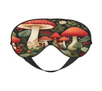 Polyester & Spandex Sleep Mask for Women Men Adjustable Silk-Like Eye Mask with Double-Sided Printing Mushroom Tropical Leaves Breathable Blackout Blindfold for Sleeping Travel Night Shifts