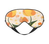 Polyester & Spandex Sleep Mask for Women Men Adjustable Silk-Like Eye Mask with Double-Sided Printing Flower Tulip Leaves Breathable Blackout Blindfold for Sleeping Travel Night Shifts