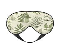 Polyester & Spandex Sleep Mask for Women Men Adjustable Silk-Like Eye Mask with Double-Sided Printing Ferns Leaves Breathable Blackout Blindfold for Sleeping Travel Night Shifts