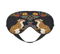 Polyester & Spandex Sleep Mask for Women Men Adjustable Silk-Like Eye Mask with Double-Sided Printing Retro Leopard Flower Breathable Blackout Blindfold for Sleeping Travel Night Shifts