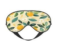 Polyester & Spandex Sleep Mask for Women Men Adjustable Silk-Like Eye Mask with Double-Sided Printing Lemon Fruit Leaves Breathable Blackout Blindfold for Sleeping Travel Night Shifts