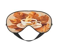 Polyester & Spandex Sleep Mask for Women Men Adjustable Silk-Like Eye Mask with Double-Sided Printing Leaves Coffee Breathable Blackout Blindfold for Sleeping Travel Night Shifts