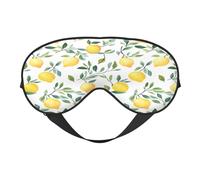 Polyester & Spandex Sleep Mask for Women Men Adjustable Silk-Like Eye Mask with Double-Sided Printing Lemon Leaves Branch Breathable Blackout Blindfold for Sleeping Travel Night Shifts