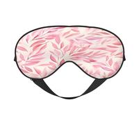 Polyester & Spandex Sleep Mask for Women Men Adjustable Silk-Like Eye Mask with Double-Sided Printing Pink Leaves Pattern Breathable Blackout Blindfold for Sleeping Travel Night Shifts