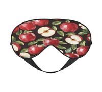 Polyester & Spandex Sleep Mask for Women Men Adjustable Silk-Like Eye Mask with Double-Sided Printing Apple Fruits Leaves Breathable Blackout Blindfold for Sleeping Travel Night Shifts