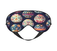 Polyester & Spandex Sleep Mask for Women Men Adjustable Silk-Like Eye Mask with Double-Sided Printing Colorful Easter Eggs Breathable Blackout Blindfold for Sleeping Travel Night Shifts