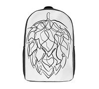 Polyester Sports Bag Sketch Beer Hops Knapsack Durable Backpack for Hiking, Work, Camping, 42X32X14Cm
