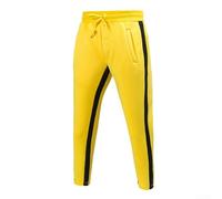 Polyester straight leg casual pants with solid color block design and moderate elasticity, suitable for all season wear during vacation, club, daily, or home settings (XXL Yellow)