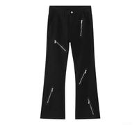 Polyester Straight Leg Trousers Men Zipper Detail | Durable polyester fabric, smooth texture, four season wear, easy care, street fashion look