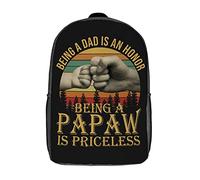 Polyester Students Bookbag Being A Dad is an Honor Being A Papaw is Priceless Knapsack Spacious Backpack for Work, Travel, Hiking, 42X32X14Cm