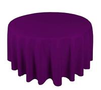 Polyester Tablecloth 108'' Home Decor Wedding Small Big Sizes Red Purple Royal Blue Ivory Round Table Cover Made in UK (PURPLE)