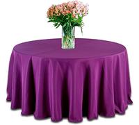 Polyester Tablecloth 120'' Home Decor Wedding Small Big Sizes Red Purple Royal Blue Ivory Round Table Cover Made in UK (PURPLE)