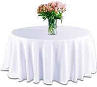 Polyester Tablecloth 48'' Home Decor Wedding Small Big Sizes Red Purple Royal Blue Ivory Round Table Cover Made in UK (WHITE)