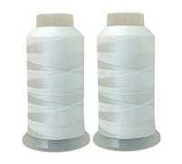 Polyester Thread Heavy Duty Bonded UV Resistant Outdoor Thread #69 T70 Size 210D/3Ply for Marine Upholstery, Leather, Sewing Crafts, 3000Yards Pack of 2 (White)