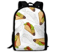 Polyester Travel Bags Taco Scetch and Color School Bag Printed Students Knapsack for Camping, Travel, Hiking, 42X32X14Cm