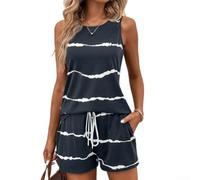 Polyester Two Piece Outfit with Printed Tank for top Polyester | Striped print design, soft polyester fabric, perfect for summer holidays and beach trips