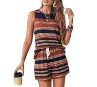 Polyester Two Piece Outfit with Printed Tank for top Polyester | Striped print design, soft polyester fabric, perfect for summer holidays and beach trips