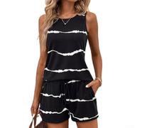 Polyester Two Piece Outfit with Printed Tank for top Polyester | Striped print design, soft polyester fabric, perfect for summer holidays and beach trips