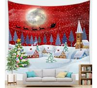 Polyester Velvet Winter Snow Tapestry for Christmas Wall and Door Hanging, Multi Purpose Seasonal Decor (C)