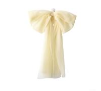 Polyester Yarn Christmas Tree Bow Ornament for Holiday Tree Tops, Adds a Seasonal Decorative Touch to Trees, Wreaths, and Garlands (Beige)