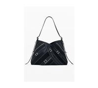 Polyethylene Handbag with Textured Finish, female, Desigual, Shoulder Bags, Black, ONE SIZE, Bags ONE SIZE