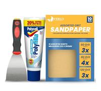 Polyfilla Wall Filler Kit 400g + 3" Scraper, 10 Sandpaper Sheets in 3 Grits