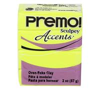 Polyform Premo Sculpey Polymer Clay 2 oz. Fluorescent Yellow, Acrylic, Multicoloured, 5-Piece