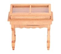 PolyGen 1/12 Scale Dollhouse Furniture with Top Lid for Miniature Collection Scenes Adds a Charming Touch as a Birch Wooden Dollhouse Display Cabinet (Wood Color)