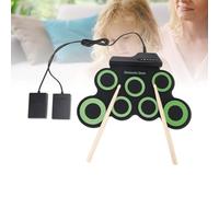 PolyGen Beginner Electronic Drum Kit with Pedals and Realistic Foot Pedal Simulation for Home Music Education Encourages Hand and Foot Coordination, a Compact Roll Up Drum