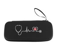 PolyGen Black Stethoscope Case with Smooth Zip and Handle for Medical School, a Hard Carrying Case for Accessory Storage, Fits/MDF Selections