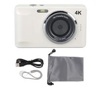 PolyGen Compact Travel Camera with Autofocus System, 4K 30FPS / 64MP Resolution, 18X Digital Zoom, and 2.8 Inch HD Screen for Vlogging and Photography (White)