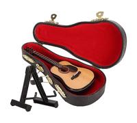 PolyGen Decorative Miniature Guitar with Stand and Protective Case for Home Office Shelves, a Wooden Miniature Electric Guitar Replica, 13cm Solid Wood