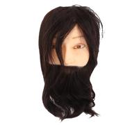 PolyGen Hairdressing Training Head with 100% Real Human Hair, 25cm Hair Length, Practice Male Mannequin Head for Salon Cutting, Braiding, and Coloring Skills