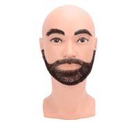 PolyGen Men Training Manikin made from Resin PVC, Lifelike Mannequin Head with Beard for Barber Beard Trimming Training, Fine Cutting, and Styling Practice