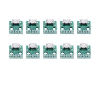 PolyGen Micro USB PCB Converter breakout module with standard 2.54mm pitch. This Type B Micro B Solder Receptacle is designed for custom electronic development projects,