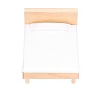 PolyGen Oak Miniature Furniture 1:12 Dollhouse Double Bed with Bedding Set for Doll's Sleeping Room, Enhances Decor as a Doll House Decoration Accessory