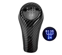 PolyGen Shift Knob Replacement with Lighted 5 Speed Pattern and Carbon Fiber Look, 13-15mm Fitment Diameter Gear Lever for F20 F30 E60 E63 E64 X5 X6
