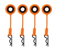 PolyGen Silicone Metal RC Clips 4 Count, RC Car Body Clips with Pull Tab Design for Easy Removal, Fasteners for 1/10 Scale RC Hobby Cars and Trucks (Orange)