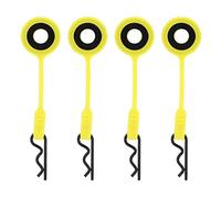 PolyGen Silicone Metal RC Clips 4 Count, RC Car Body Clips with Pull Tab Design for Easy Removal, Fasteners for 1/10 Scale RC Hobby Cars and Trucks (Yellow)