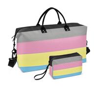Polygender Pride Flag Multigender Experiences Two Duffle Bag Travel & Make up Pouches Set of 2, Cute Art Womens Tote Gym Bag Weekender Travel Bags