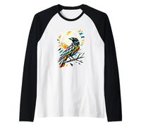 Polygon Art Crow Silhouette Raven Crows Raglan Baseball Tee